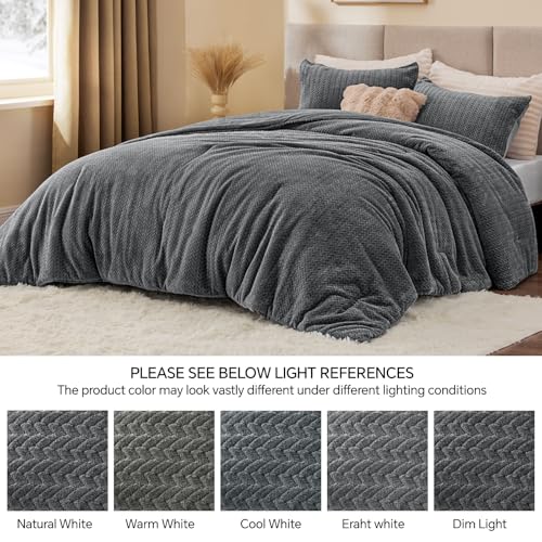 Set de lenjerie de pat din flanel și catifea tricotat reversibil – Set de lenjerie de pat din 3 piese cu textura frunzelor 3D